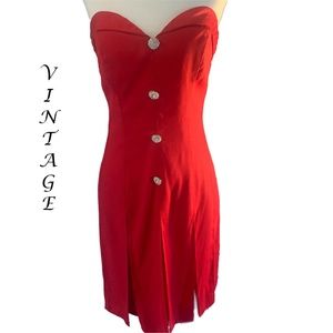 70's Vintage Niki Originals Strapless Red dress
